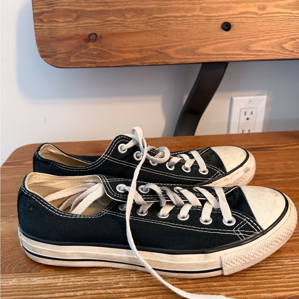 Converse Black Canvas Low-Top Sneakers with White Accents - Picture 2 of 3